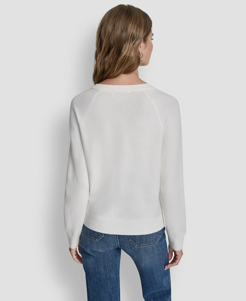 Dkny Jeans Women's Rhinestone Button-Front Crewneck Cardigan