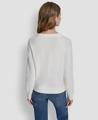 Dkny Jeans Women's Rhinestone Button-Front Crewneck Cardigan