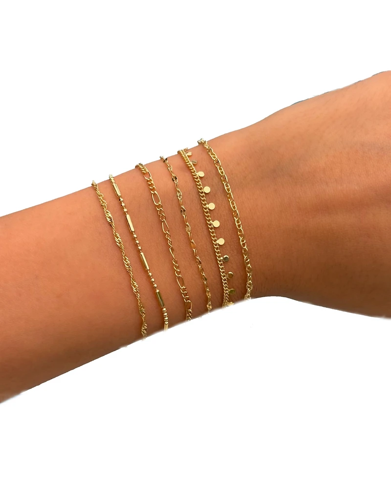 by Adina Eden Solid Bar X Ball Gold Plated Chain Bracelet