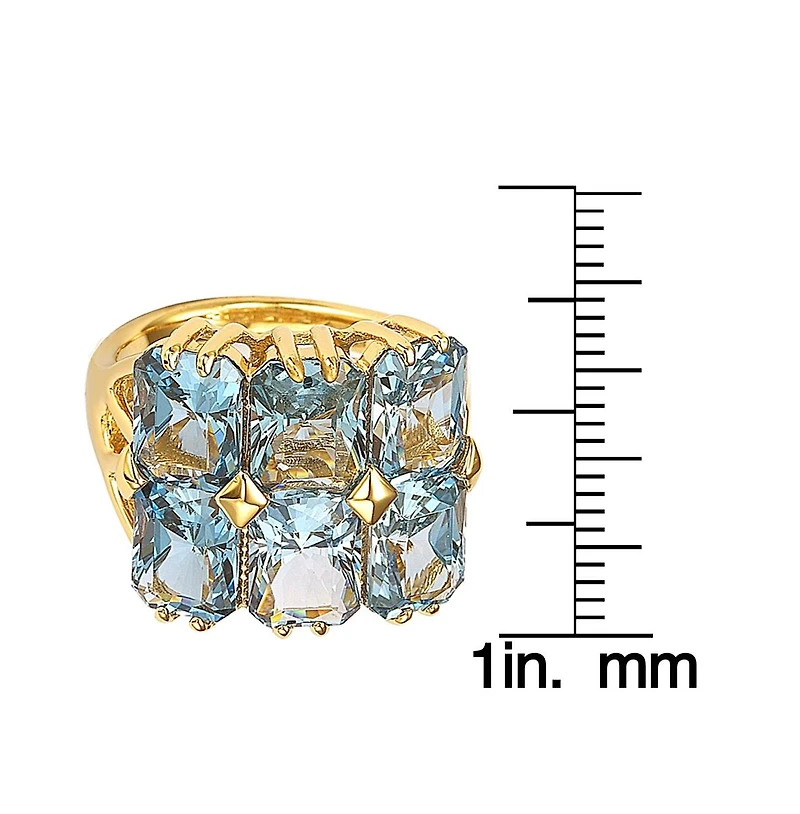 Suzy Levian New York Sterling Silver Cubic Zirconia Emerald-cut Cluster Ring