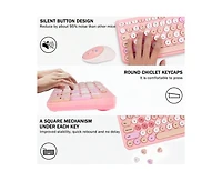 risokeys Wireless Keyboard and Mouse Combo, Typewriter Keyboard with Round Keycaps, 2.4GHz Wireless Keyboard Mouse