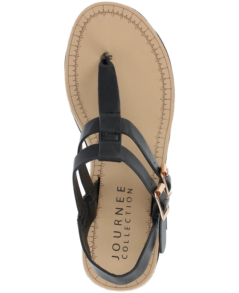 Journee Collection Womens Bianca Medium and Wide Width Comfort System Wedge Heel Buckle Sandals