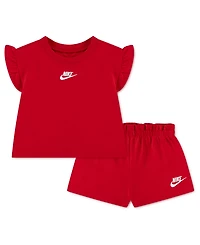 Nike Girls' Toddler 2T-4T Baby French Terry T-Shirt and Shorts, 2-Piece Set