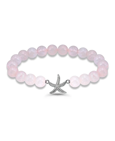 Macy's Aventurine Beads and Starfish Charm Silver Plated Stretch Bracelet