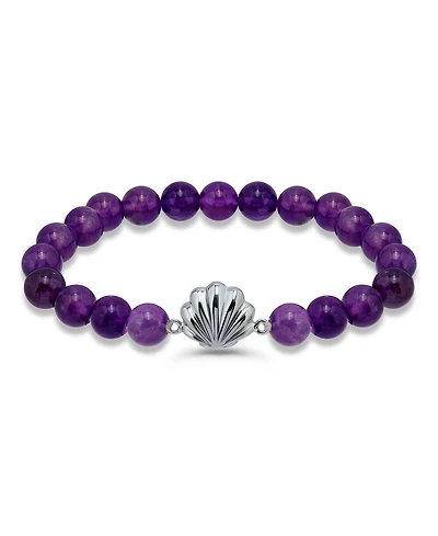 Macy's Howlite Chrysocolla Beads and Dolphin Charm Station Silver Plated Stretch Bracelet