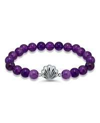 Macy's Howlite Chrysocolla Beads and Dolphin Charm Station Silver Plated Stretch Bracelet