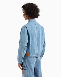 A|X Armani Exchange Men's Full-Zip Denim Bomber Jacket