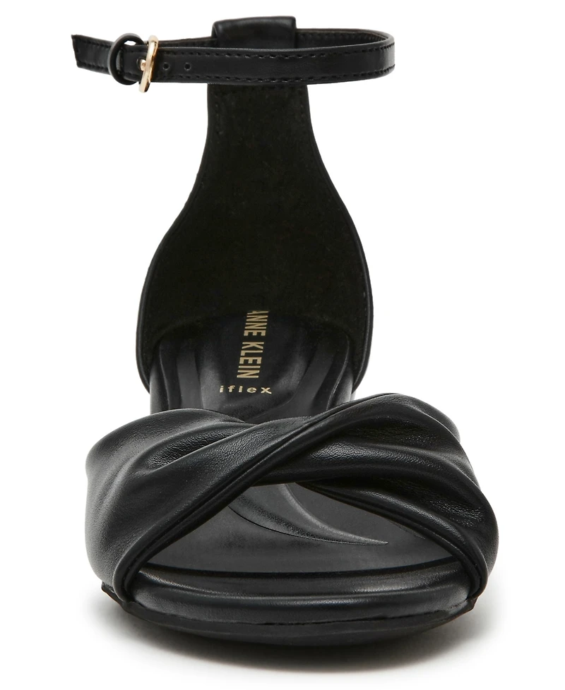 Anne Klein Women's Ankle Strap Square Toe Wedge Sandals