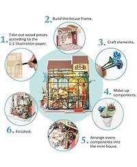 Robotime Diy Miniature Wooden Dollhouse Kit with Furniture Model Building Set