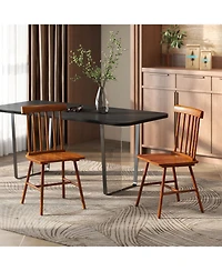 Homcom Dining Chairs Set of 2, Farmhouse Rubber Wood Kitchen Chairs