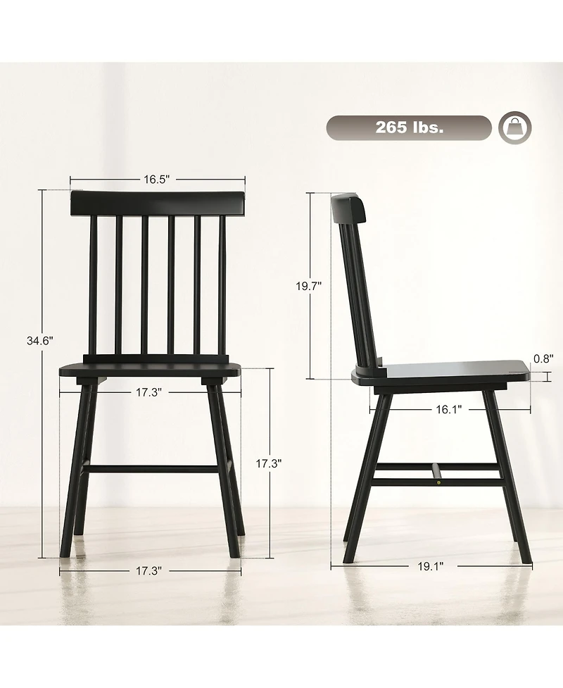 Homcom Dining Chairs Set of 4, Farmhouse Rubber Wood Kitchen Chairs