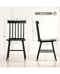 Homcom Dining Chairs Set of 4, Farmhouse Rubber Wood Kitchen Chairs