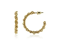 Rebl Jewelry 18K Gold Plated Interlocked Chain Hoop Earrings