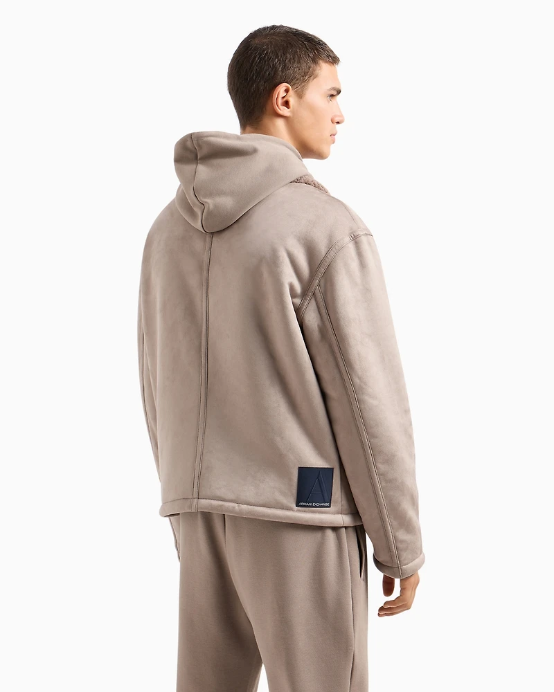 A|X Armani Exchange Men's Faux-Leather Sherpa-Lined Jacket