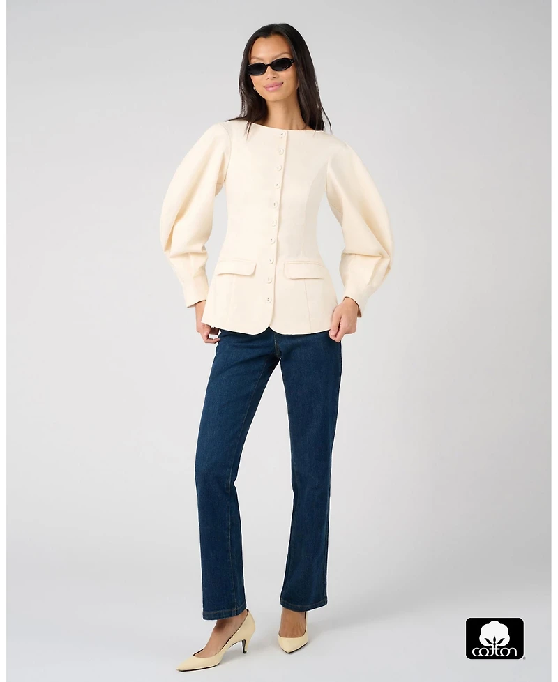WeWoreWhat Women's Cocoon Sleeve Peplum Blazer