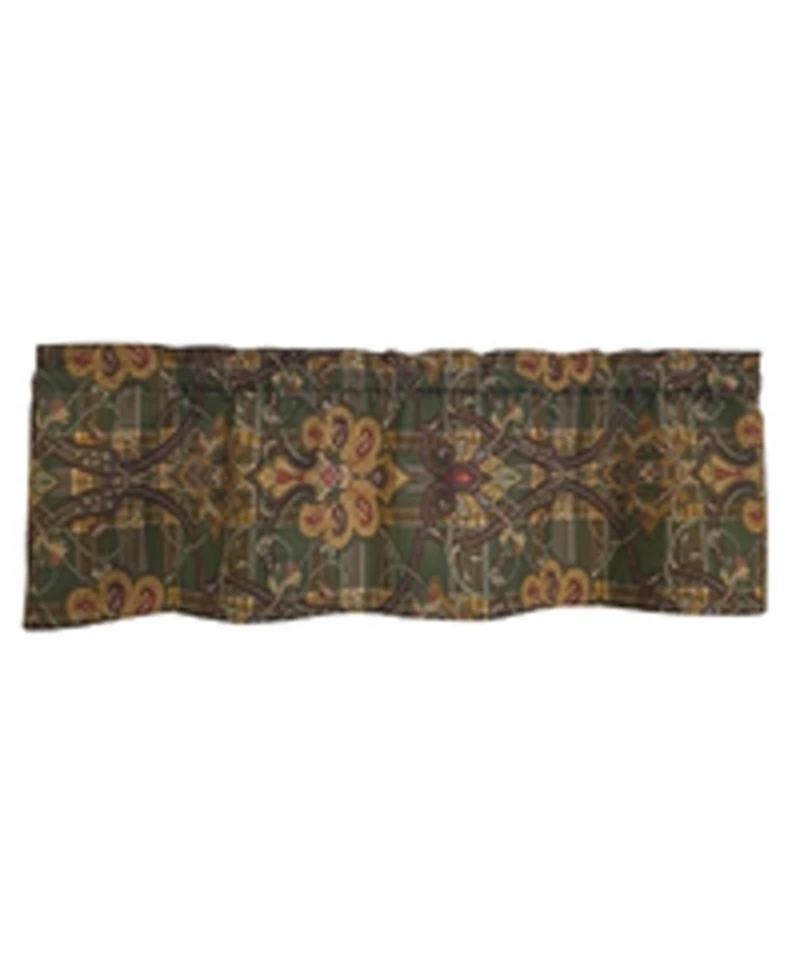 Rlf Home 100% Cotton High Quality Espadas Tailored Window Valance with 1.5" Rod Pocket 50" W X 12" L Hunter