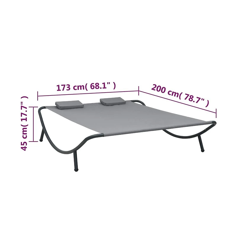 vidaXL Sun Lounger Oxford Fabric, Polyester, Steel Large