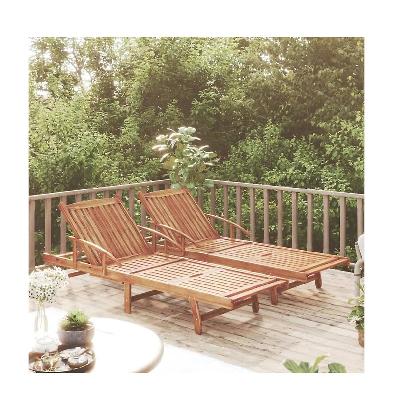 vidaXL 2-Pc. Solid Acacia Wood Sun Lounger Set