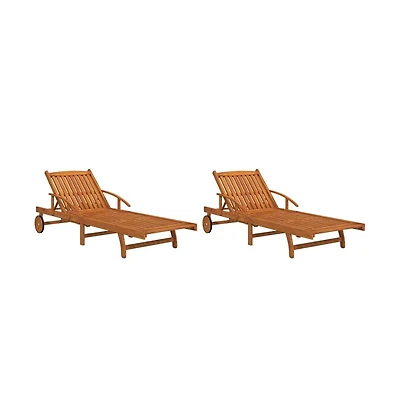 vidaXL 2-Pc. Solid Acacia Wood Sun Lounger Set