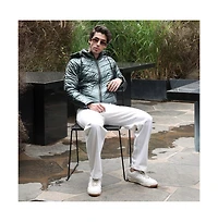 Campus Sutra Men's Seaweed Green Coated Panel-Quilt Puffer Jacket