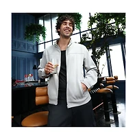 Campus Sutra Men's Cloud Grey Panel-Stitch Knit Jacket