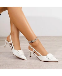 Berness Women's Vava Patent Buckle Slingbacks