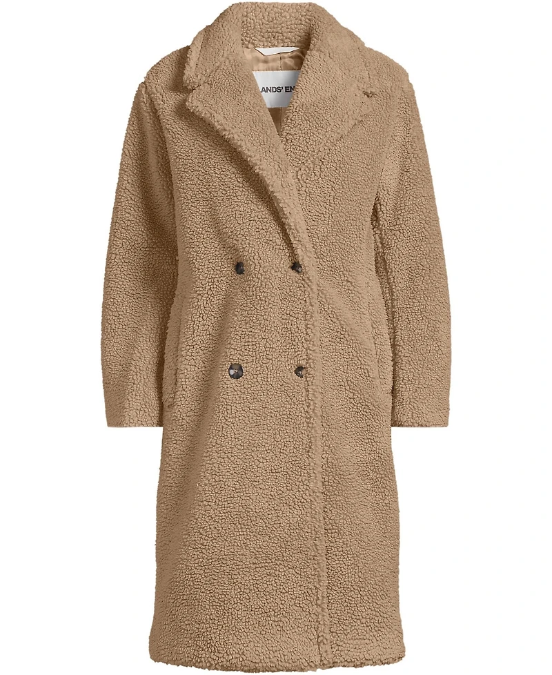 Lands' End Women's Double Breasted High Pile Fleece Coat