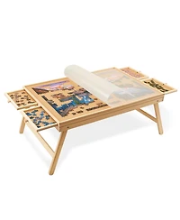 Jumbl 1000-Piece Puzzle Board with Drawers, Foldable Legs & Cover - Wooden Jigsaw Puzzle Table