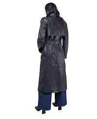 Warehouse Women's Real Leather Belted Trench Coat.
