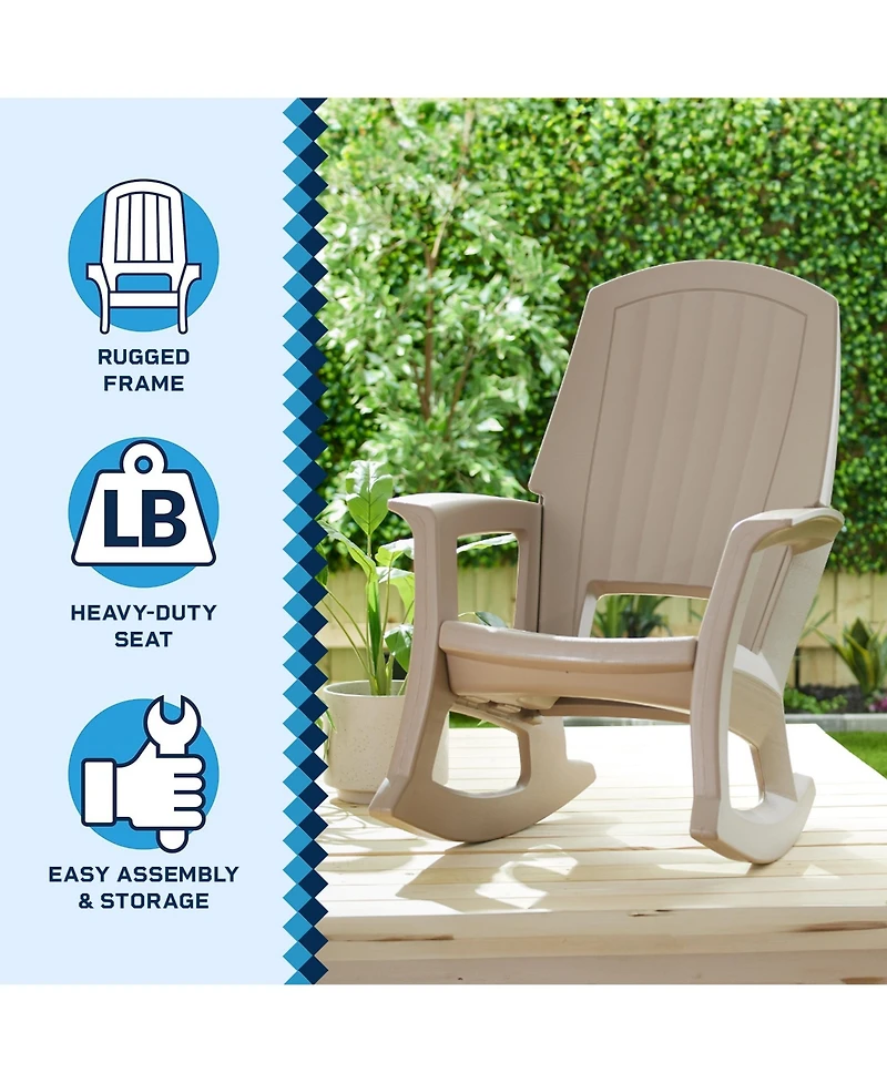 Semco Plastics Rockaway Heavy Duty All-Weather Outdoor Rocking Chair, Taupe