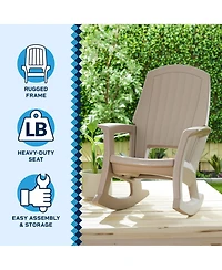 Semco Plastics Rockaway Heavy Duty All-Weather Outdoor Rocking Chair, Taupe