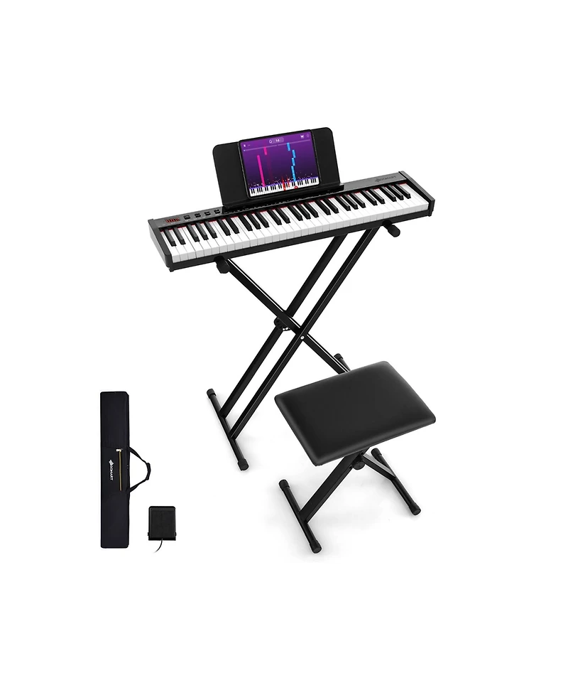 Sugift 61-Key Portable Electronic Keyboard Piano Complete Digital Piano Set with Stand and Stool