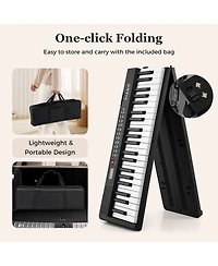 Hongge 88 Key Foldable Digital Piano Keyboard With Semi Weighted Keys And Carrying Bag