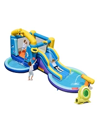 Sugift Inflatable Ocean-Themed Bounce House with 680W Blower and 2 Pools.