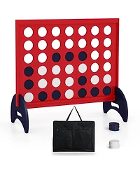Sugift Wooden 4-In-a-row Game Set With 42 Pcs Chips And 600D Oxford Fabric Carrying Bag