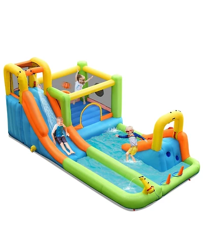 Skonyon 8 in 1 Inflatable Water Slide Park Bounce House Without Blower