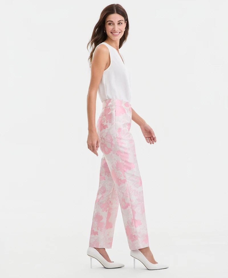 Kasper Women's Floral Jacquard High-Rise Slim Pants