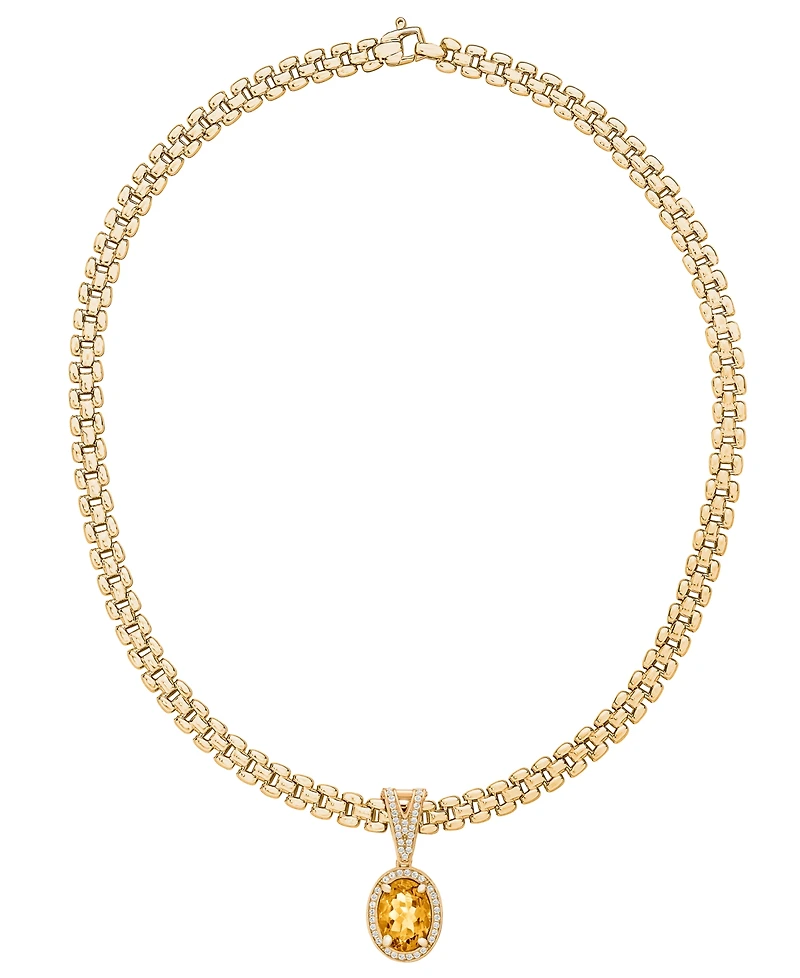 Amethyst (5-3/8 ct. t.w.) & White Topaz (3/4 Panther Link 18" Necklace 14k Gold-Plated Sterling Silver