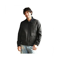 Campus Sutra Men's Midnight Black Zip-Front Crease-Tactile Jacket