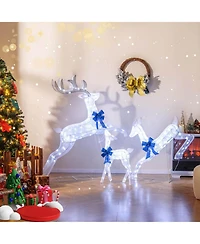 Costway 3 Pcs Lighted Christmas Reindeer Family Set Holiday Decoration with 255 Lights