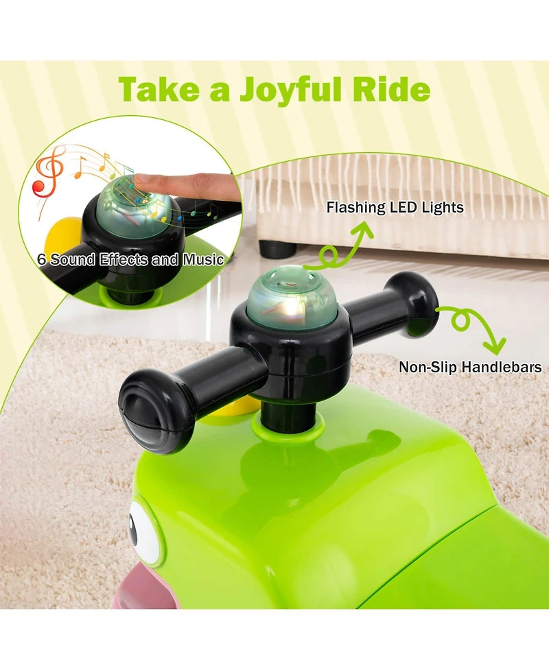 Ride on Toy Baby Dinosaur Sliding Car with 4 Universal Casters Under-Seat Storage