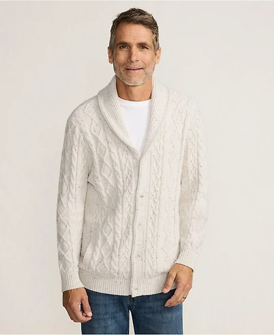Lands' End Men's Tall Long Sleeve Cotton Blend Cable Shawl Cardigan