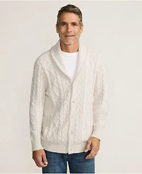 Lands' End Men's Tall Long Sleeve Cotton Blend Cable Shawl Cardigan
