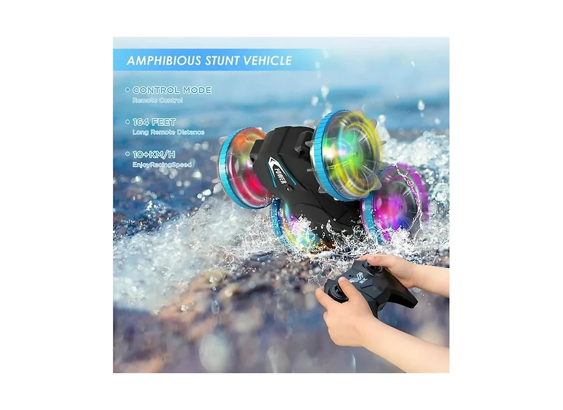 Cowin Amphibious Waterproof 360° Flips 4WD Rc Stunt Car 2.4GHz All-Terrain Vehicle Birthday Gift