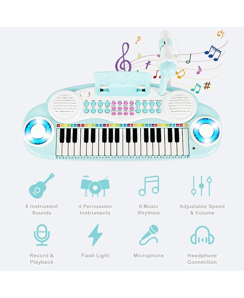 Mecale Multifunctional 37 Electric Keyboard Piano with Microphone