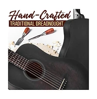 Pyle 34" Acoustic Guitar Kit - 6-String 1/2 Junior Size Guitar with Accessories, Black (PGA820BK)