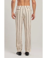 Pcfg Women's Men's Striped Silk & Linen Blend Two-Zip Pants