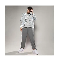 Campus Sutra Men's Icy Blue & Olive Green Contrast Fluid Zip Front Hoodie