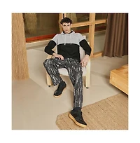 Campus Sutra Men's Coin Grey & Onyx Black Block Pullover Hoodie