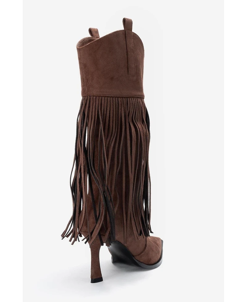 Prologue Shoes Gueras Fringe Pointed Toe Boot (Women)